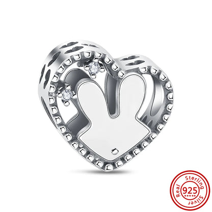 Silver Animal Hearts Infinity Crown Bead Charms Bracelet for Women 925 Sterling Silver Jewelry N539