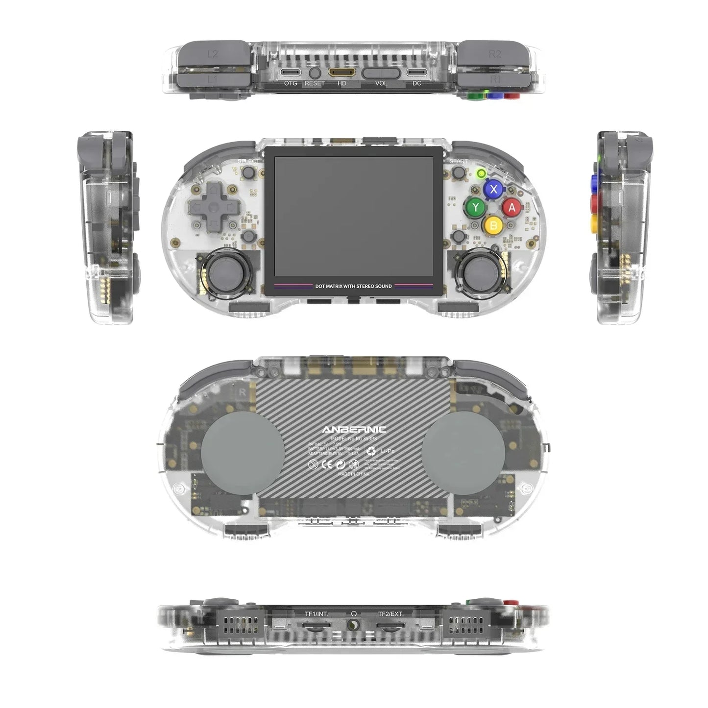 RG353PS Retro Handheld Game Console 3.5 Inch IPS Screen Linux RK3566 Chip 128GB TF Card Preinstalled 20000 Games
