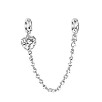 Luxury 925 Sterling Silver Clover Daisy Star Moon Zircon Pavé Safety Chain Bow Necklace and Bracelet Set for Women Fine Jewelry Gifts