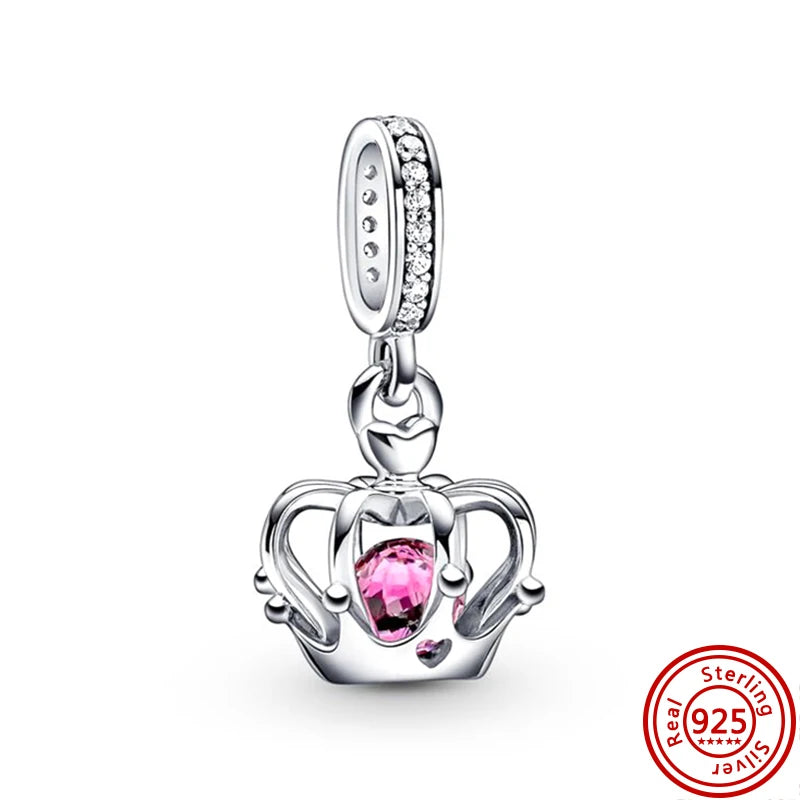Springtime 925 Silver Pink Flower Ice Cream Charm Pendant for DIY Bracelets N356