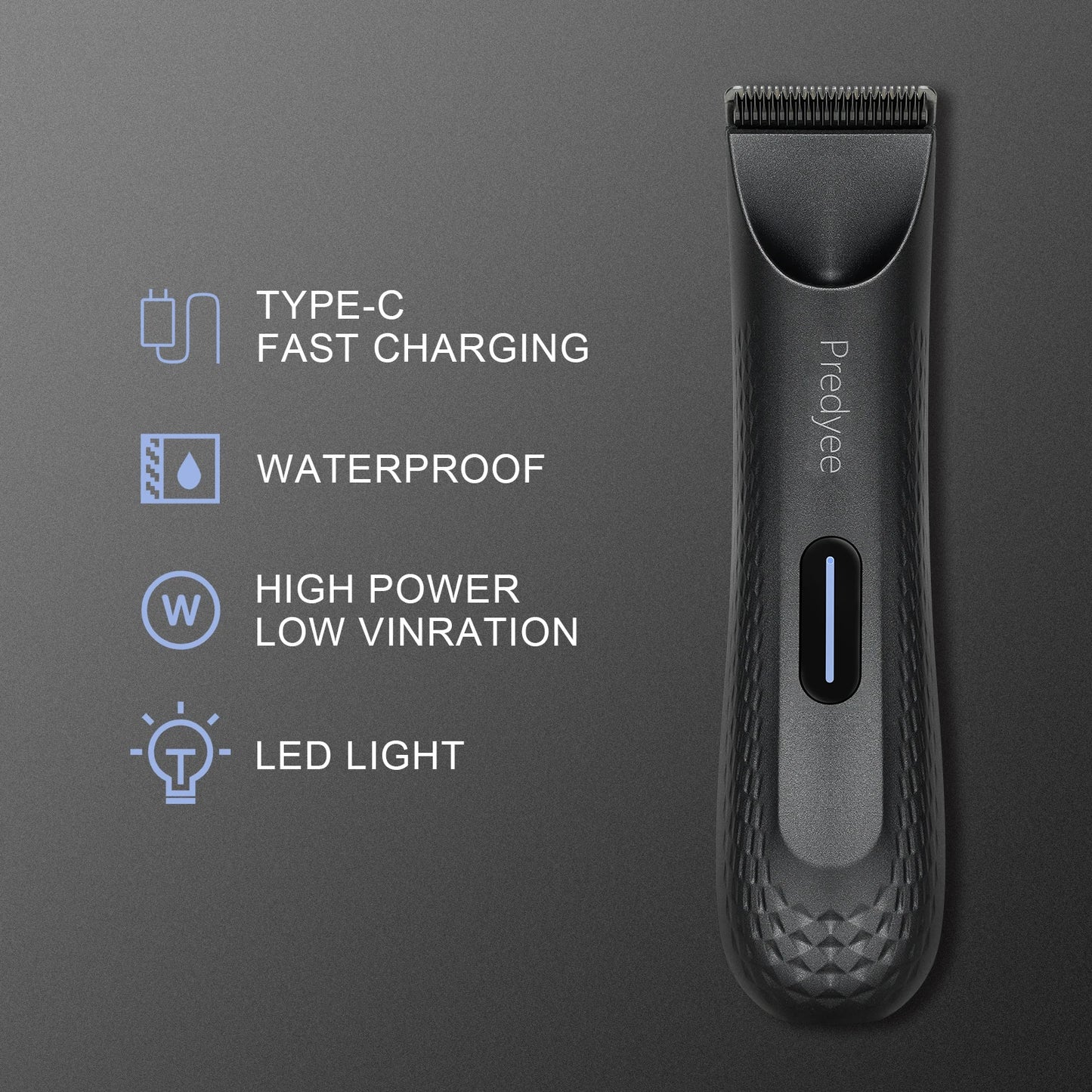 Electric Groin Hair Trimmer for Men with Replaceable Blade black