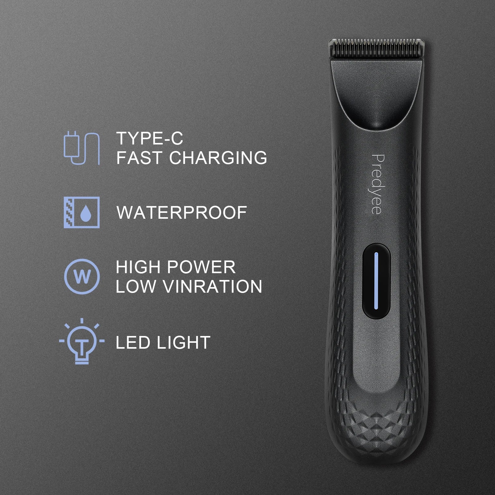 Electric Groin Hair Trimmer for Men with Replaceable Blade black