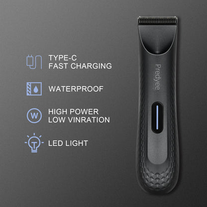 Electric Groin Hair Trimmer for Men with Replaceable Blade black