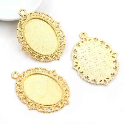 Antique Finish Cameo Cabochon Bracelet Setting Trays in Gold Silver Bronze and Rhodium 10 Pack