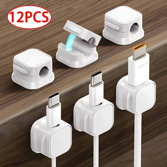 Magnetic Cable Clip With Adhesive Base 7.5mm Slot Wire Holder Cord Organizer For Home Office Desk Management