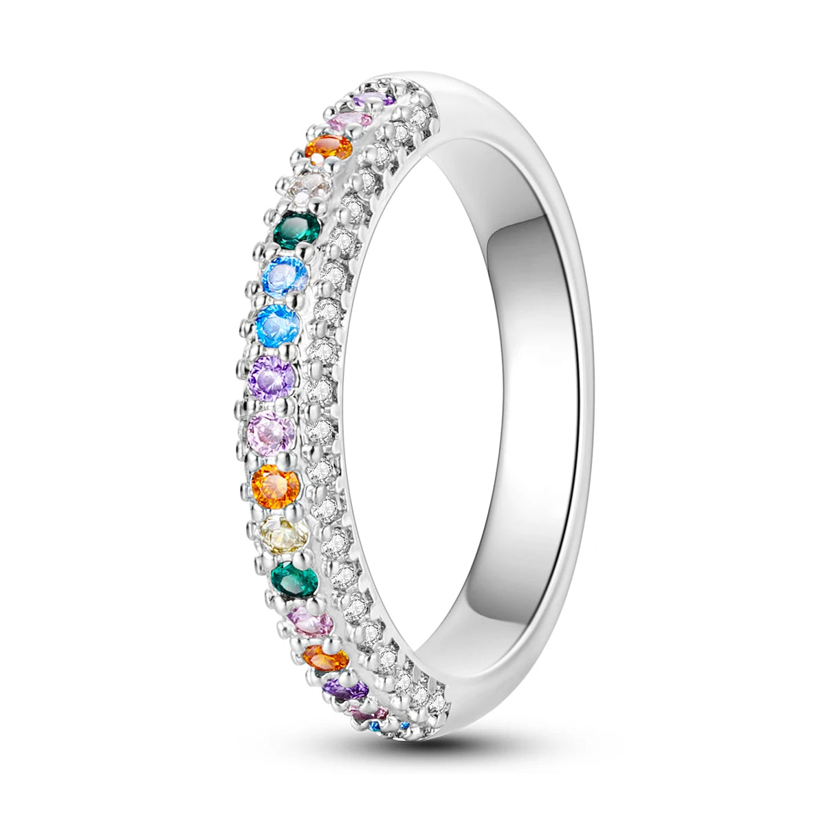 Silver Plated Luxury Stackable Ring with Real Infinite Flower Daisy Design for Women Engagement and Wedding Parties KTR095