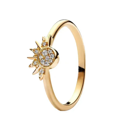 Elegant Gold Tone 925 Sterling Silver Heart Crown Ring for Women Silver