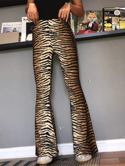 High Waist Leopard Print Flare Leggings For Women Autumn