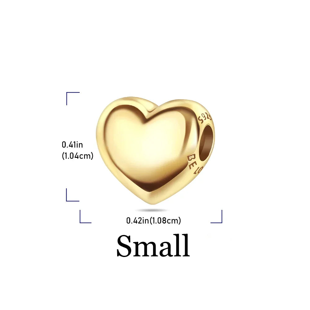 925 Sterling Silver Colorful Heart Clover Rose Star Butterfly Bird Zircon Bead Charms for DIY Bracelet and Necklace Gifts for Women