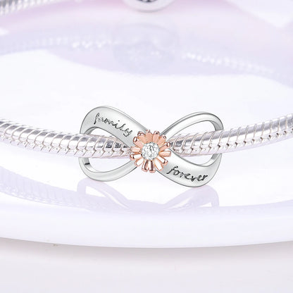 Silver Plated Travel Sunflower Lucky Charms Dangle Pendant Fit Original Pandora Bracelet DIY