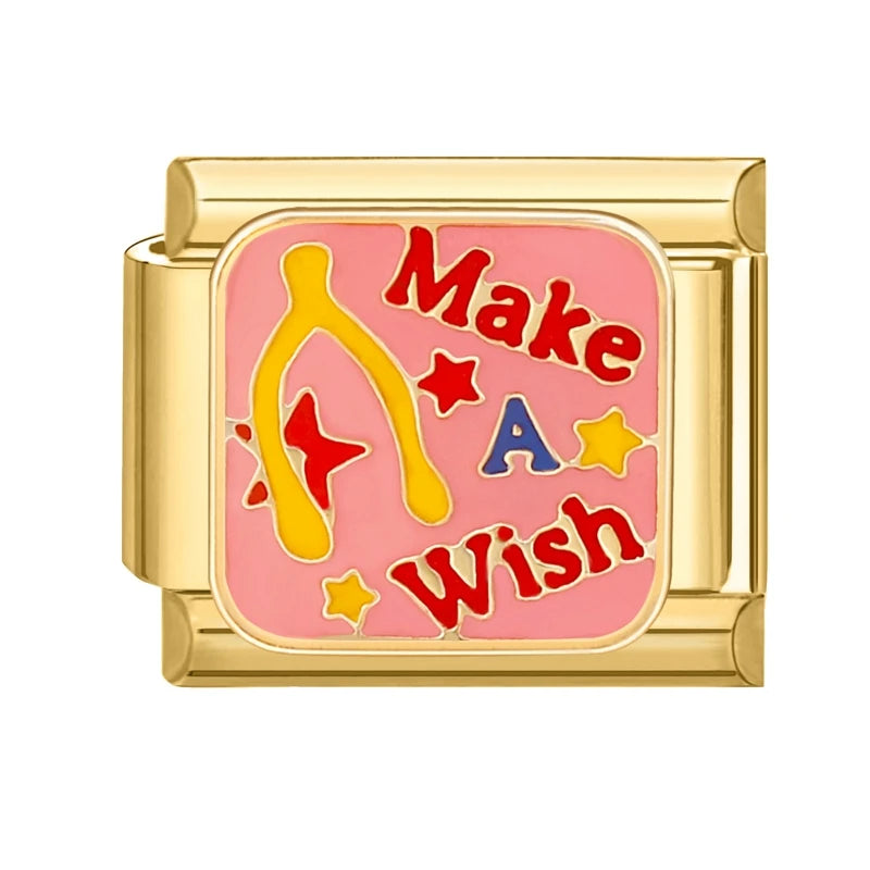 Golden Charm Italian Links for DIY Stainless Steel Bracelet Making