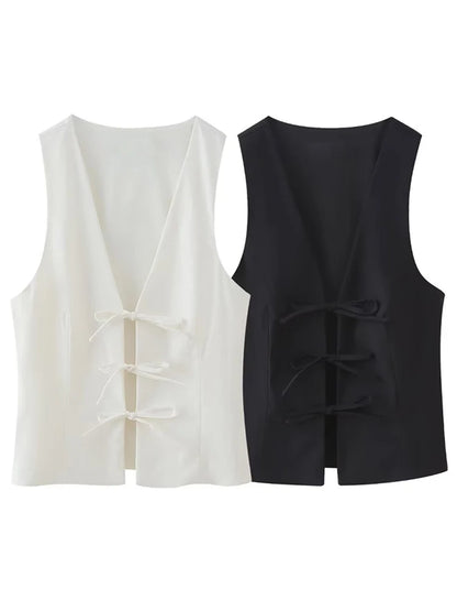 Women Lace Up V Neck Sleeveless Y2K Vintage Sexy Summer Tank