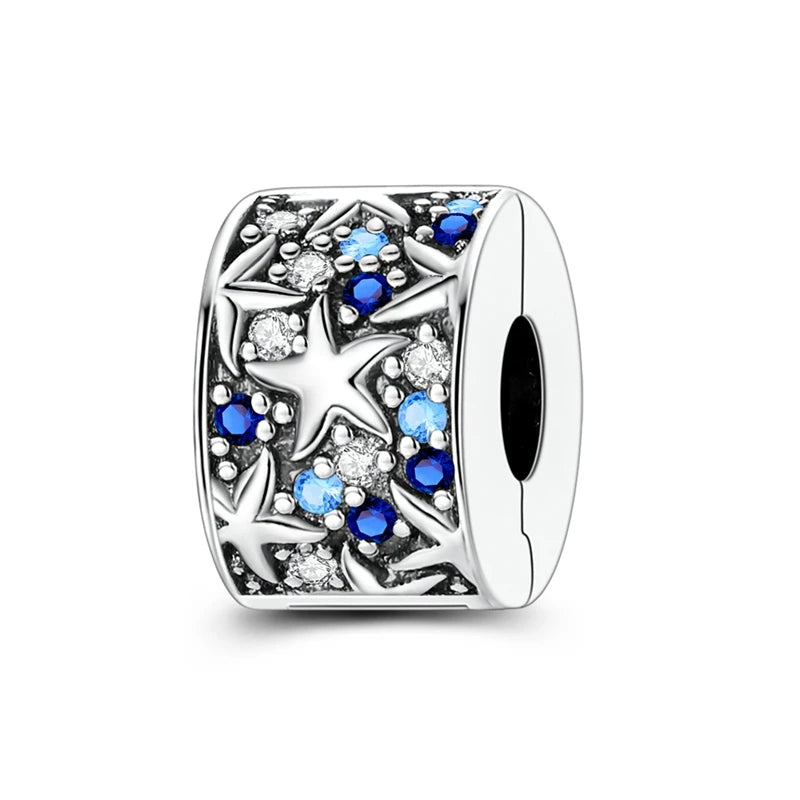 925 Sterling Silver Love Starry Sky Cat Paw Charms Beads