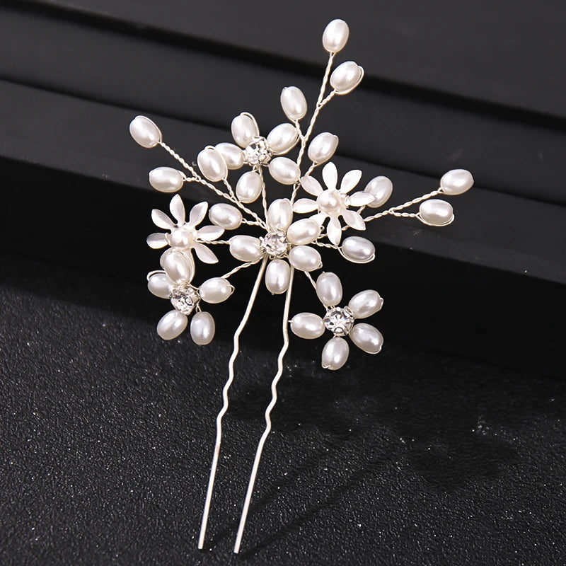 Elegant Crystal Pearl Rhinestone Hairpins for Women Bridal Party Accessories