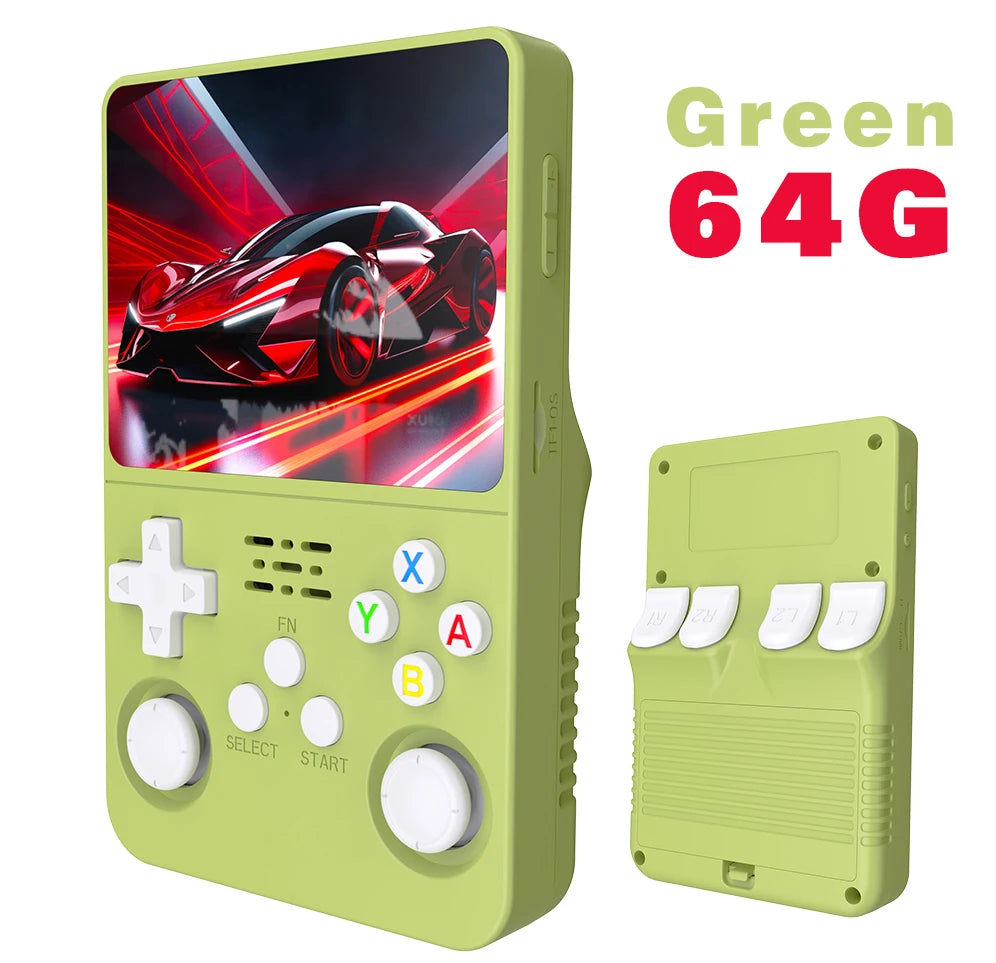 Open Source R36S R36H R36S Max Handheld Game Console Linux 3.5 Inch IPS Screen Orange Portable Pocket Player 64GB Preloaded 15000 Games