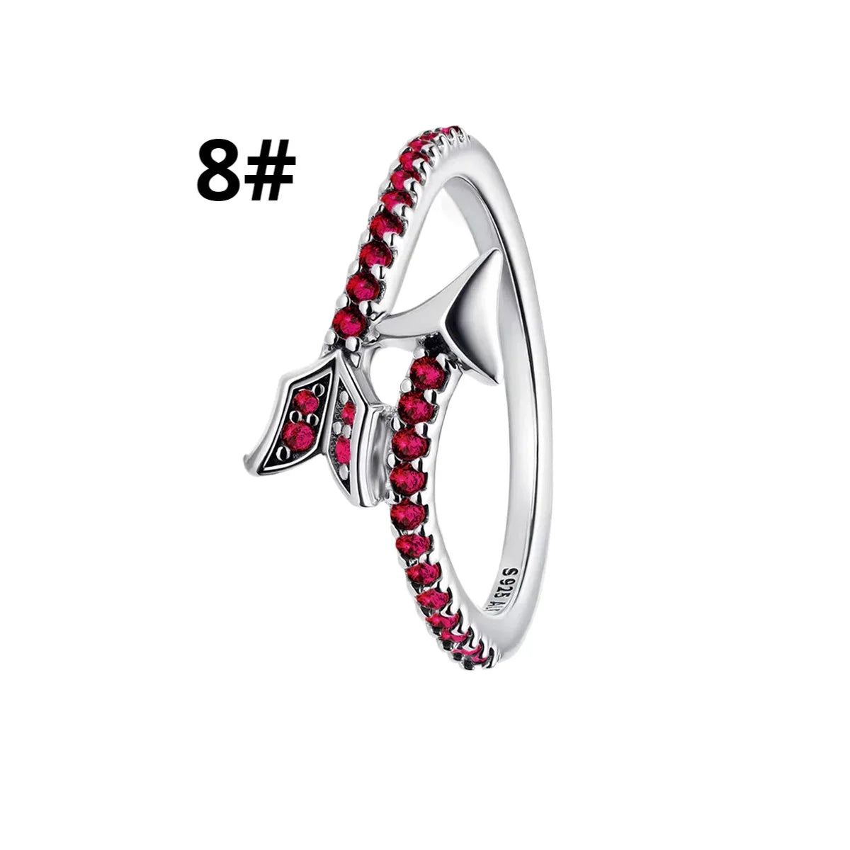 925 Silver Heart Arrow Jewelry Set with Colorful Zircon Sparkling Ring Earrings and Necklace Valentines Day Gift for Women