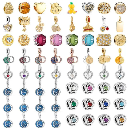 925 Sterling Silver Zodiac Pendant with Colorful Zircon for Charm Bracelets