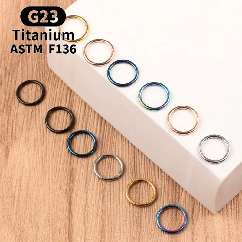 G23 Titanium Hinged Nose Rings for Cartilage Lip Ear Piercing Jewelry