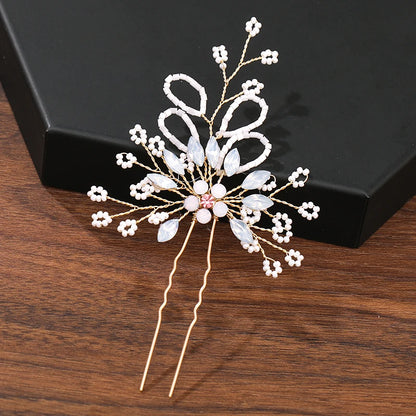 Elegant Pearl Rhinestone Flower Hair Pins for Women Wedding Accessories