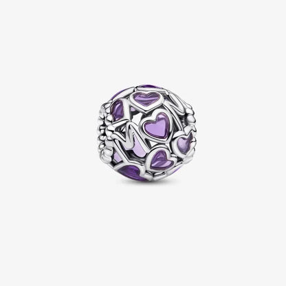 925 Sterling Silver Heart Blooming Rose Full Diamond Zircon Charms Pendant Beads for Bracelets and Necklaces