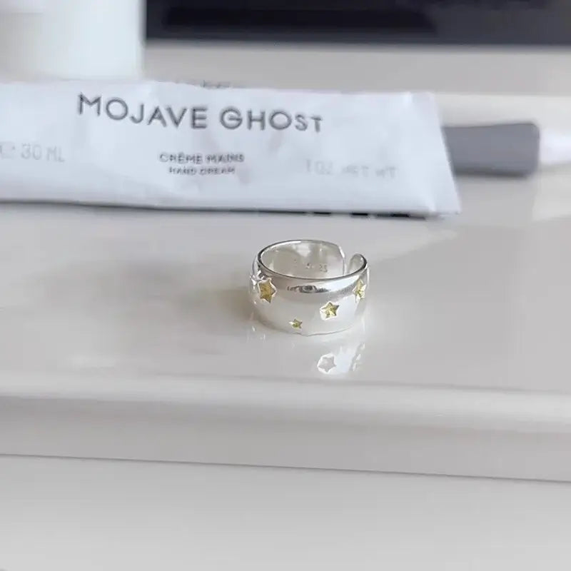 BF Club 925 Sterling Silver Rings for Women Simple Gold Star Fashion Jewelry