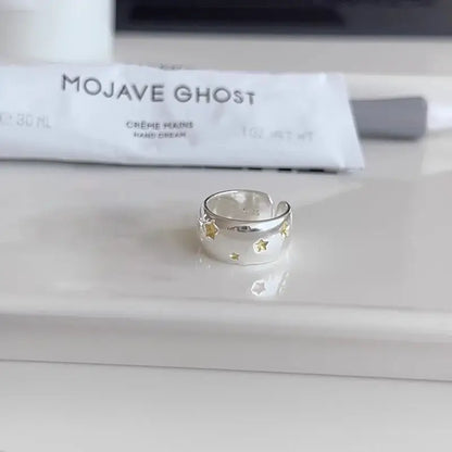 BF Club 925 Sterling Silver Rings for Women Simple Gold Star Fashion Jewelry
