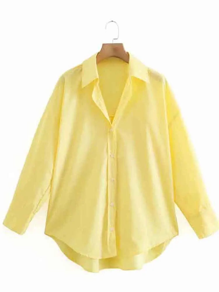 Women Poplin Blouse Long Sleeve Single Breasted Office Chic