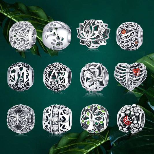 Genuine 925 Sterling Silver Vintage Galaxy Round Charms Top Rated Openwork Beads for Authentic Bracelets