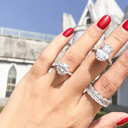 Classic Lady Lab Diamond Ring in 925 Sterling Silver Elegant Bridal Engagement Jewelry Gift for Women Style 1
