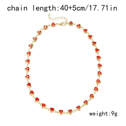 Vintage Red Blue Crystal Heart Bracelets for Women