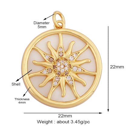 Gold-Plated Celestial Moon Star Charm Pendant with Cubic Zirconia for Jewelry Making