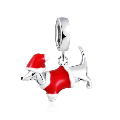 Sterling Silver Paw Print and Bone Charm Bead for Pet Bracelet Jewelry B5683