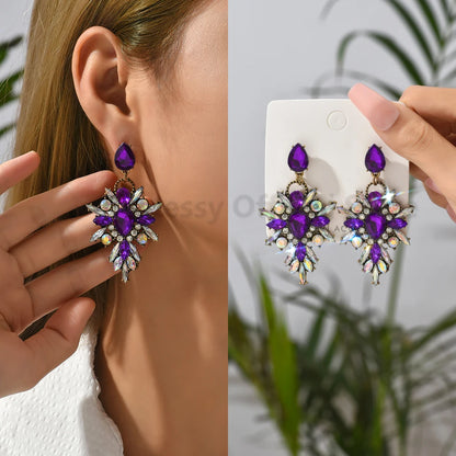 Elegant Rhinestone Drop Earrings for Women - Luxury Chandelier Design for Weddings and Parties
