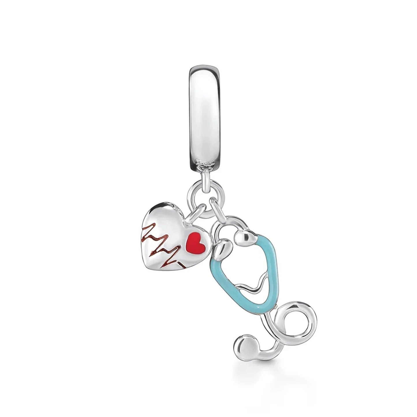 925 Sterling Silver Nurse Cross DIY Charms Beads Zircon