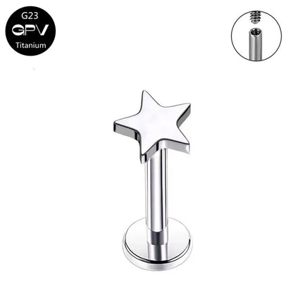 G23 Titanium Stud Earrings with Star Moon Cross Design for Cartilage Piercing Jewelry