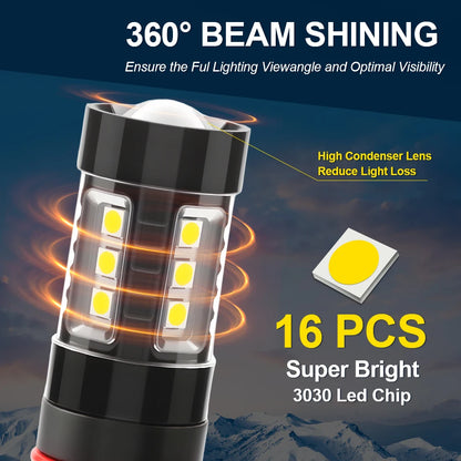 Roadsun P13W 5W LED Fog Lights 6000K White Daytime Running Lamps with 16 SMD Chips