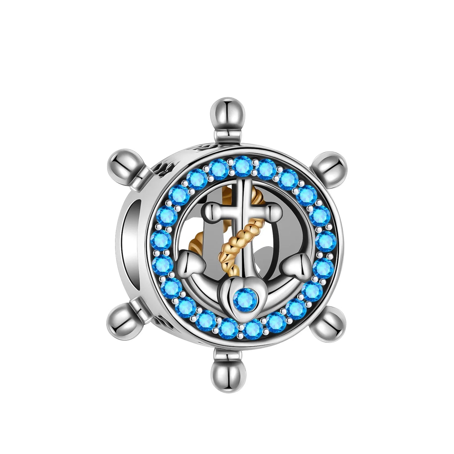Original 925 Sterling Silver Blue Zircon Space Charms Aircraft Planet Astronaut Beads for DIY Necklace and Bracelet Jewelry Gift
