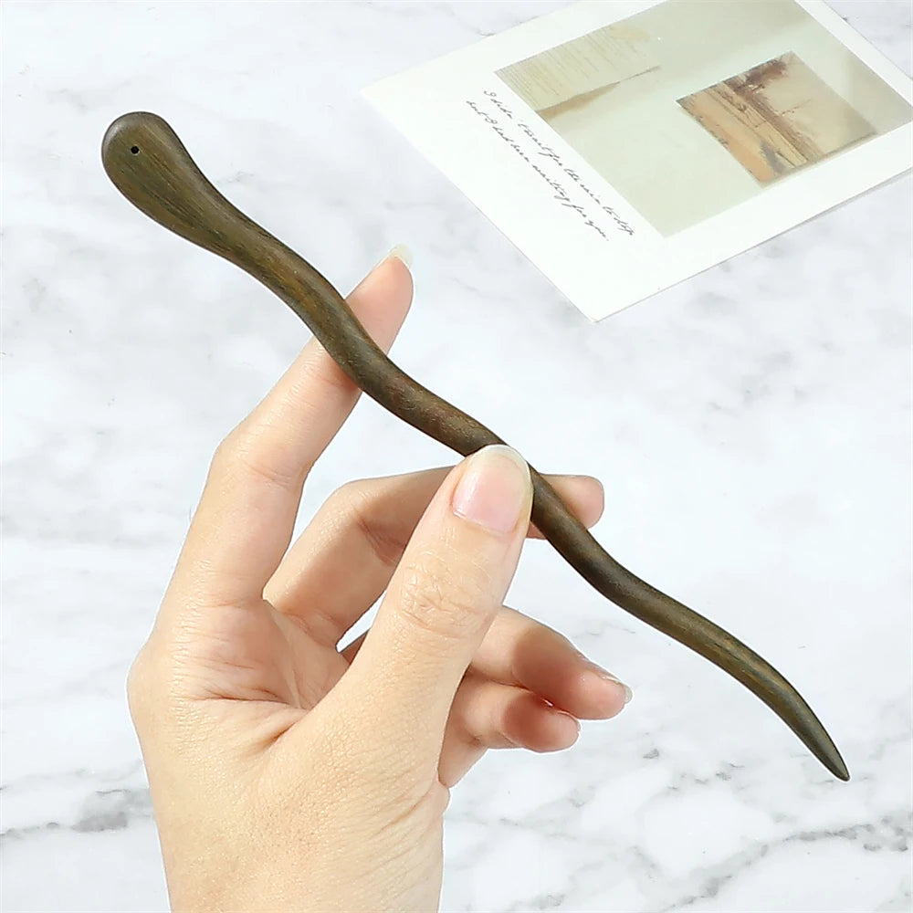 Elegant Green Sandalwood Chinese Vintage Hairpins Set for Women