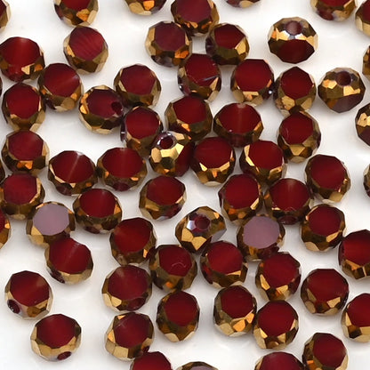 72 Pieces Golden Plated Glass Beads 3x4mm Oval Flat Faceted Crystal Beads for DIY Jewelry Making Necklaces and Bracelets