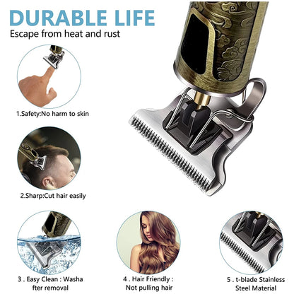 V-Vimika T9 Electric Hair Clipper with LCD Display Stainless Steel Precision Trimmer for Men Fast Charging Wet and Dry Use