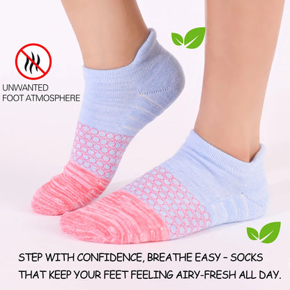 3 Pairs Womens Anti Slip Terry Cushion Running Socks