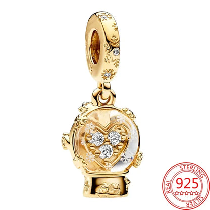 925 Sterling Silver Festive Cookie House Heart Nutcracker Dangle Charm for DIY Christmas Tree and Original Bracelet Gift
