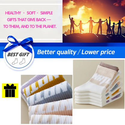5 Pairs Colorful Breathable Cotton Mid Calf Athletic Socks