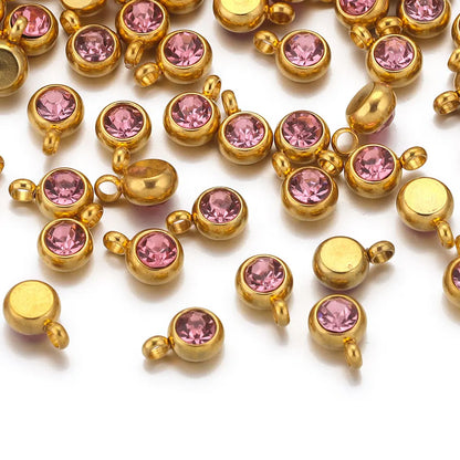 Colorful Crystal Stainless Steel Charms Set for DIY Jewelry Making