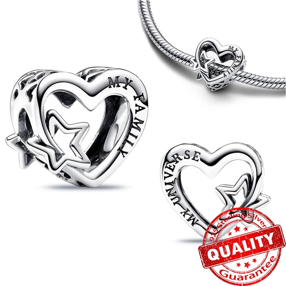 925 Sterling Silver Colorful Butterfly Star Moon Flower Beads Clip Charm for DIY Bracelet Fine Zircon Jewelry