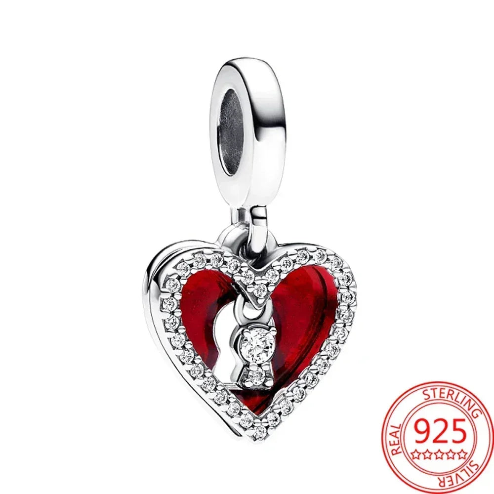 Sterling Silver Purple Murano Pansy Flower Dangle Charm for Women Bracelet and Necklace Jewelry Gift