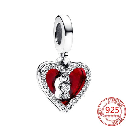 Sterling Silver Purple Murano Pansy Flower Dangle Charm for Women Bracelet and Necklace Jewelry Gift