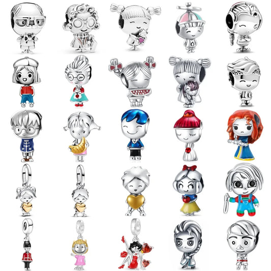 925 Silver Couple Charm Beads for DIY Bracelets Elegant Jewelry
