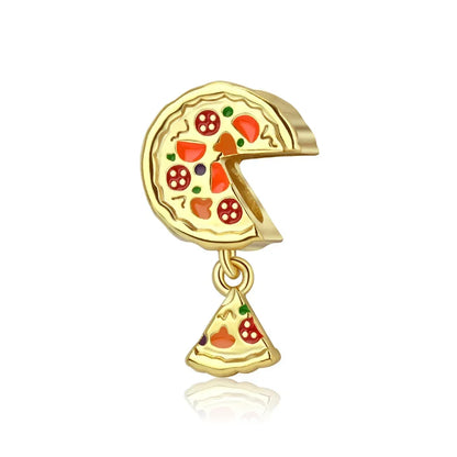 925 Sterling Silver Gold Heart and Maple Leaf Charms Sparkling Zircon Pendant for Women DIY Bracelet Fine Jewelry Gift