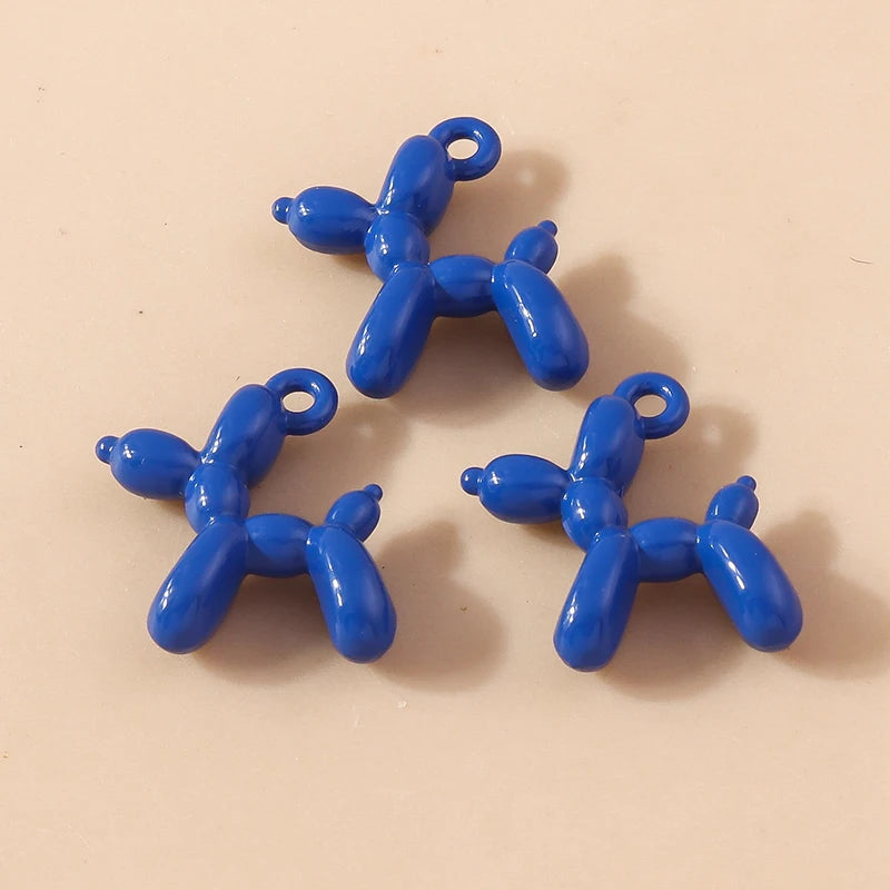 Vibrant 3D Balloon Dog Charms Set for Creative Jewelry Design